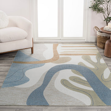 Algae Abstract Glam Botanical Machine-washable Area Rug